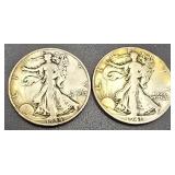 1941S & 1944S Walking Liberty Silver Half Dollars