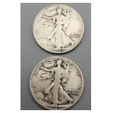 1942P 1943S Walking Liberty Half Dollars Silver