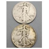 1940P 1943P Walking Liberty Half Dollars Silver