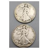 1938P 1947D Walking Liberty Half Dollars Silver