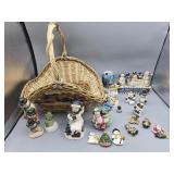 Basket of Snowmen Figurine and Magnets Christmas