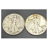 1942 & 1943 Walking Liberty Silver Half Dollars