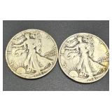 1942S & 1941D Walking Liberty Silver Half Dollars
