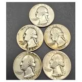5 Washington Silver Quarters