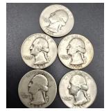 5 Washington Silver Quarters