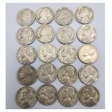 20 War Time Silver Nickels 35%