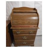 Small Roll Top Desk w Keys 26Wx45.5Hx19D