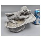 Concrete Dog In Cap Bird Bath