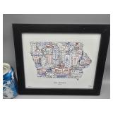 Signed Des Moines Iowa Framed Art 11.5"ï¿½9.5"