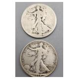1934S & P Silver Walking Liberty Half Dollars