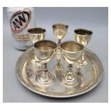 Silverplate Shot Goblets & Tray