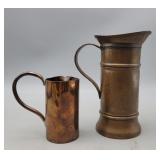 Copper Tankard France 7" & Copper Dispenser 4"