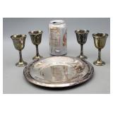 Silverplate Plate & Small Goblets