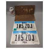 Iowa License Plates Rusty 1942 1936