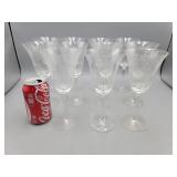 Crystal Etched Flowers Wine Goblets