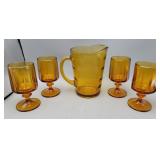 MCM Amber Pitcher & Goblets