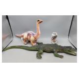Plush Dinosaur & Rubber Alligator