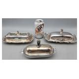 3 Silverplate Butter Dishes