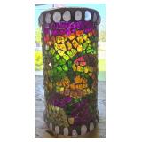 Stained Glass Vase / Candle Holder 10"T