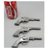 3 Metal Cap Guns Hubley Tex USA