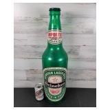 Heineken Plastic Bottle Bank 24"T Has a Crack