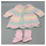 Knitted Baby Booties & Sweater