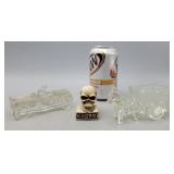 Glass Millstein Jeep, Glass Donkey Cart, Skull