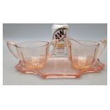 Pink Depression Glass Cream & Sugar