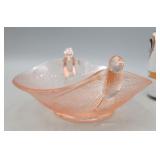 Pink Depression Glass Bowl w/Birds Fenton?