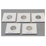 Dimes 1947 S, 51 S, 52 D, 53 S, 54 S