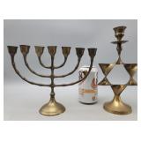 Brass Menorah & Star of David Holder