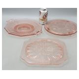 Pink Depression Glass Cake Plates & Platter