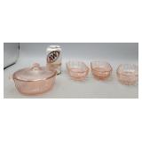 Pink Depression Glass Candy Dishes 1 w/Lid