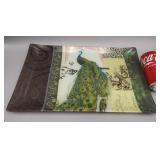 Glass Peacock Serving Tray 9.5"x15.5"