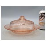 Pink Depression Glass Covered Dish