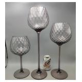 Tall Purple Glass Candle Holders 19" 16" 12"