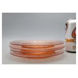 Pink Depression Glass Small Plates - 1 has a chip