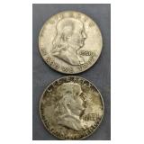 1960 D & 1954 P Franklin Half Dollars Silver 90%