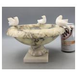 Small Alabaster Marble Bird Bath 5" H  8" Diam.