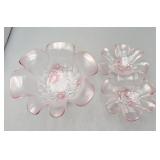 Very Pretty Pink Glass Flower Etched & Shaped