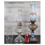 Hurricane Lamps 21" H  w/Extra Shade & 18" H