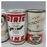 Outboard Motor Oil Can Full & Empty Beer Can