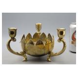 Leonard Brass Plate Flower Frog Candle Holder