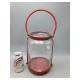 Glass Jar with Metal Holder 10" Tall