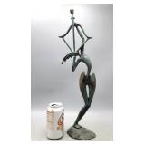 Metal Figure w/Bow & Arrow 17.5" H Signed