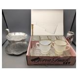 Anchor Snack Set - Milk Glass Cream & Sugar Fire