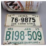 1955 Wisconsin & 1953 Iowa Bike License Plates