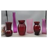 Pink & Red Vases Various Sizes