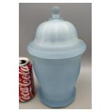 Frosted Blue Apothecary Jar 10"Tall