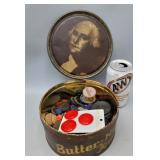 Butter Nut Fruit Cake Tin With Buttons